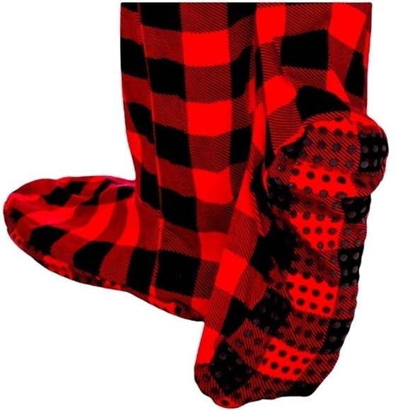 SILVER LILLY Footed Fleece One Piece Buffalo Plaid Pajama Cabincore Cottagecore - Picture 2 of 7